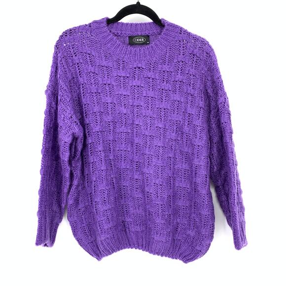 Cider Pullover Crew Neck Textured Sweater Womens Size Medium Bright Lilac Purple - Picture 1 of 5